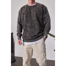 Nomarc Yıkamalı Basic Füme Sweatshirt