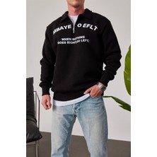 Nomarc Mbaye Yakası Fermuarlı Siyah Sweatshirt