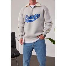 Nomarc College Yakası Fermuarlı Gri Sweatshirt