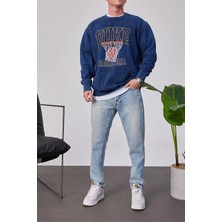 Nomarc Duke Pota Baskılı Yıkamalı Lacivert Sweatshirt
