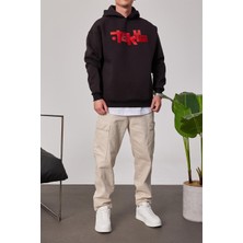 Nomarc Tokyo Yazılı Siyah Kapüşonlu Sweatshirt