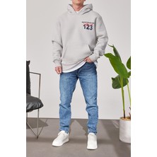 Nomarc 123 Baskılı Gri Kapüşonlu Sweatshirt
