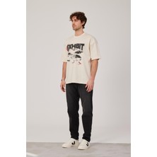 Nomarc Exhibit Yazılı Ekru Tshirt