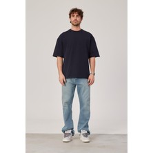 Nomarc Lacivert Oversize Pis Kol Basic Tshirt