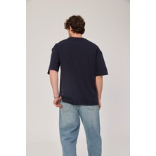 Nomarc Lacivert Oversize Pis Kol Basic Tshirt