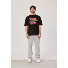 Nomarc Work Shop Renkli Baskılı Siyah Tshirt