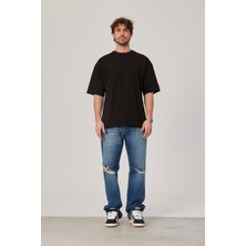 Nomarc Siyah Oversize Pis Kol Basic Tshirt