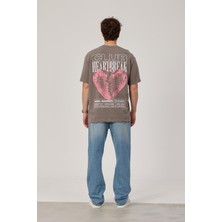 Nomarc Kalp Baskılı Kahverengi Tshirt