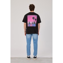 Nomarc Malibu Baskılı Siyah Tshirt