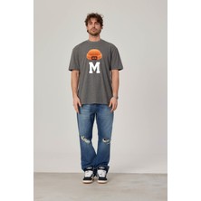 Nomarc M Harf Baskılı Gri Tshirt