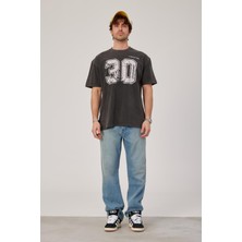 Nomarc 30 Rakam Baskılı Yıkamalı Füme Tshirt