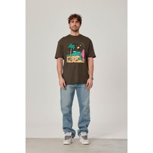 Nomarc Sörfçü Iskelet Baskılı Haki Tshirt