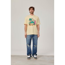 Nomarc Sörfçü Iskelet Baskılı Sarı Tshirt
