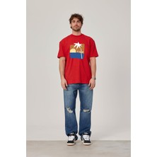 Nomarc Cofe D'azur Resim Baskılı Kırmızı Tshirt