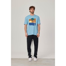 Nomarc Cofe D'azur Resim Baskılı Mavi Tshirt