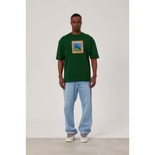 Nomarc Grybrand Tavşan Baskılı Koyu Yeşil Tshirt