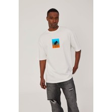 Nomarc Önü Ağaç Baskılı Beyaz Tshirt