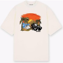Nomarc Sunset Renkli Baskılı Krem Tshirt