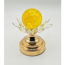 Furkan Kristal Beyaz Taşlı Ayaklı Sarı Küre Obje