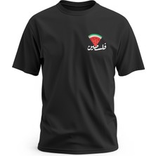 Zaytoon Tişört, Kısa Kollu Arapça Filistin Yazılı Ve Karpuz Tasarımlı Dijital Baskılı Pamuk T-Shirt