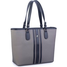 Nas Bag Kadın Omuz Çantası Spor Şık Ayarlanabilir Omuz Askılı Gri  Siyah Lacst (33X27X12 cm )