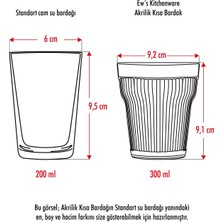 Molvea Akrilik 6'lı Kısa Bardak & Su Meşrubat Kahve Yanı Bardağı 300 ml ( Cam Değildir )