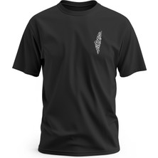 Zaytoon Tişört, Kısa Kollu Filistin Haritası Ve Arapça Atasözü Dijital Baskılı Pamuk T-Shirt