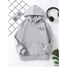 Koflandy Çocuk  Kapüşonlu Ön ve Arka Moon Special Baskılı Sweatshirt - Gri