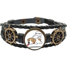 DIY Thinker  Köpek Tong Swings Dream Art Deco Moda Deri Kaplı Okyanus Bracelet Wristband (Yurt Dışından)