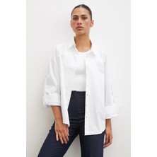 Never More  Kol Apoletli Gömlek Beyaz