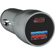 Onopo 3.4A Çift USB + Type Çıkışlı Metal Hızlı Araç Şarjı 40W - A9