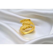 Dorika Toplu Yaldızlı Altın Yüzük CGKYZK0242