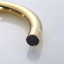 Fleko Lavabo Bataryası Gold Krom Kaplama Banyo Lavabo Bataryası Yüksek Kuğu Tasarım Altın Renk