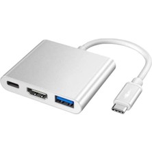 Blue Wings 3'in 1 Type-C To HDMI 4K USB 3.0 Dönüştürücü Adaptör Macbook, Pro 2015 2016 2017 Hub Port Adaptör Pd USB 3.0 4K HDMI Çıkışlı