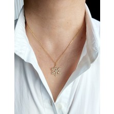 Devi Fashion Zirkon Taşlı Altın Kaplama Kar Tanesi Kolye