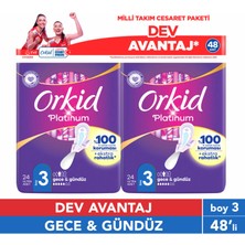 Orkid Platinum Gece&Gündüz 48'li Cesaret Paketi Dev Avantaj Hijyenik Ped (Boy 3)