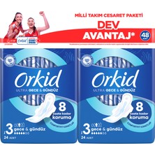 Orkid Ultra Gece&Gündüz 48'li Cesaret Paketi Dev Avantaj Hijyenik Ped (Boy 3)