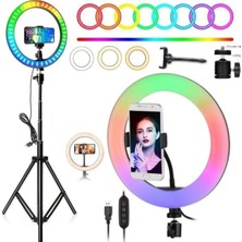 Snexpres MJ26 10INÇ Rgb LED Make Up Selfie Işığı Tripot Youtuber Makyaj Güzellik Merkezi