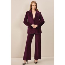 Guitar Erkek Yaka Mürdüm Kadife Blazer