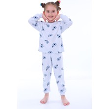 3-8 Yaş Çiçek Desenli Uzun Kollu Penye Kumaş Kız Çocuk Pijama Takımı