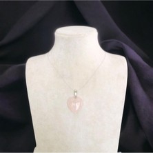 Craftiz Pembe Kuvars Kalp Çelik Zincirli Kolye