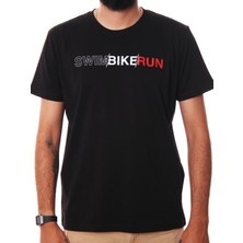 Jordanred Swim Bike Run Baskılı Siyah Tişört