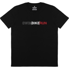 Jordanred Swim Bike Run Baskılı Siyah Tişört