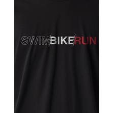 Jordanred Swim Bike Run Baskılı Siyah Tişört