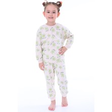 3-8 Yaş %100 Pamuk Çiçek Desenli Uzun Kollu Kız Çocuk Pijama Takımı