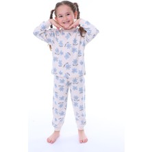 3-8 Yaş %100 Pamuk Çiçek Desenli Uzun Kollu Kız Çocuk Pijama Takımı