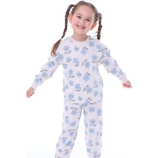 3-8 Yaş %100 Pamuk Çiçek Desenli Uzun Kollu Kız Çocuk Pijama Takımı