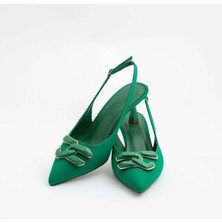 Ruxene Mui Kapalı Sivri Burun 6cm Ince Topuk Toka Detaylı Arkası Açık Stiletto - Topuklu Ayakkabı