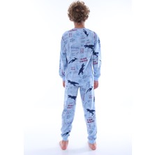 Bunny Hopp 8-13 Yaş T-Rex Dinozor Baskılı Uzun Kollu Erkek Çocuk  Pijama Takımı