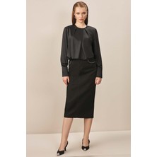 Düz Siyah Jean Etek